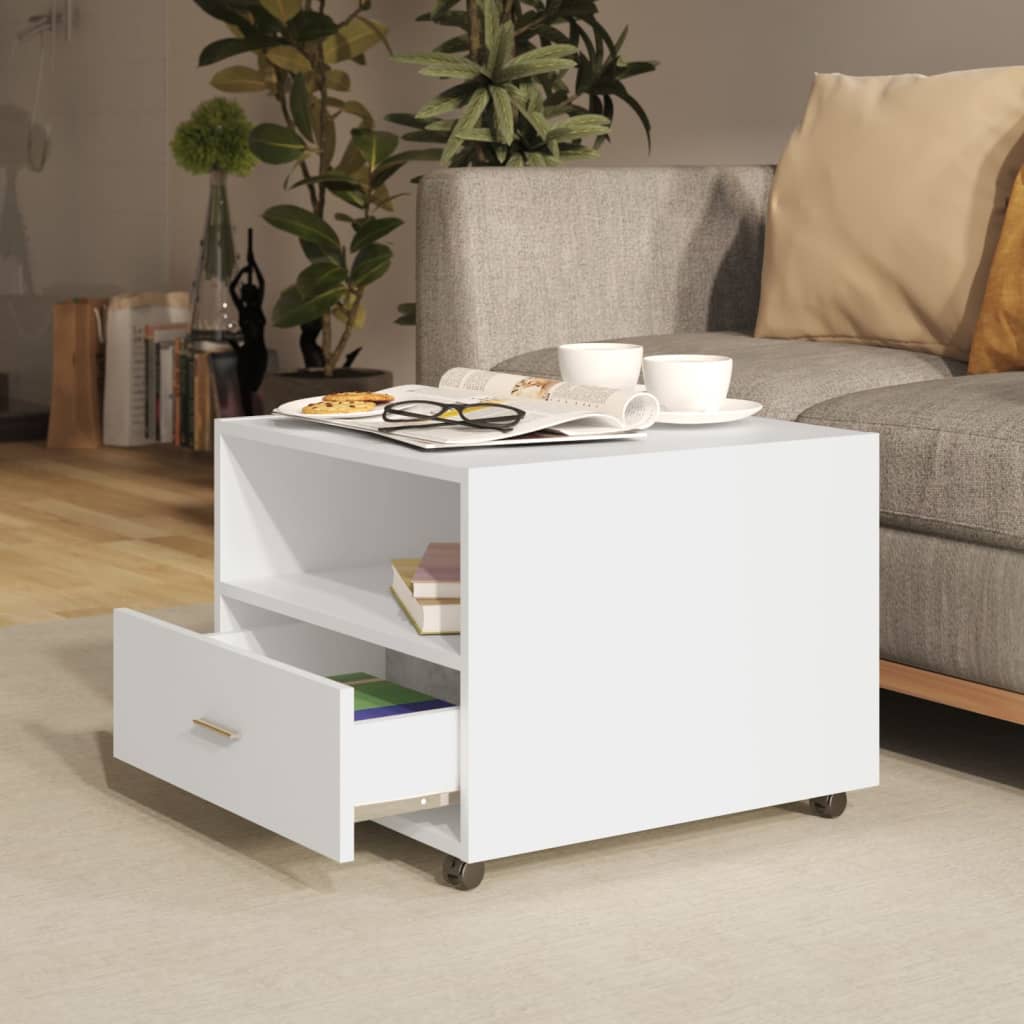 Table basse blanche 55x55x40 cm en bois