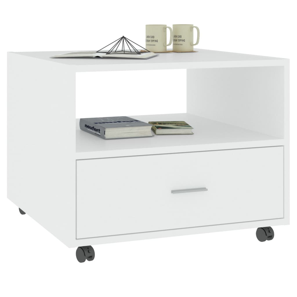 Table basse blanche 55x55x40 cm en bois