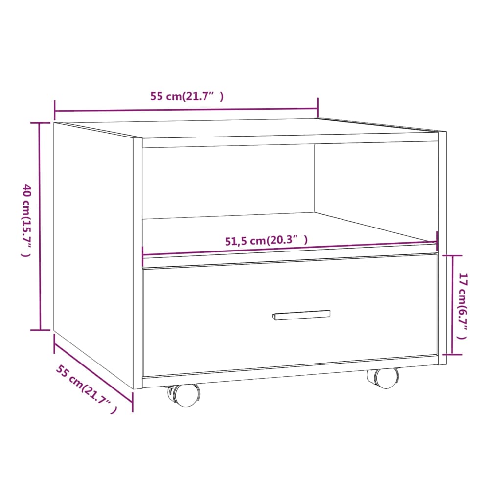 Table basse blanche 55x55x40 cm en bois