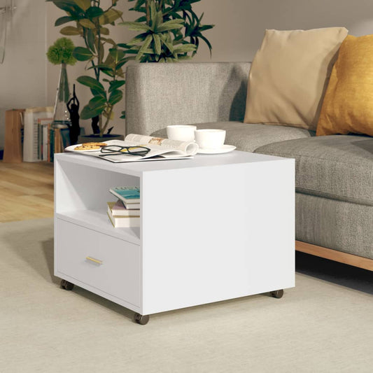 Table basse blanche 55x55x40 cm en bois