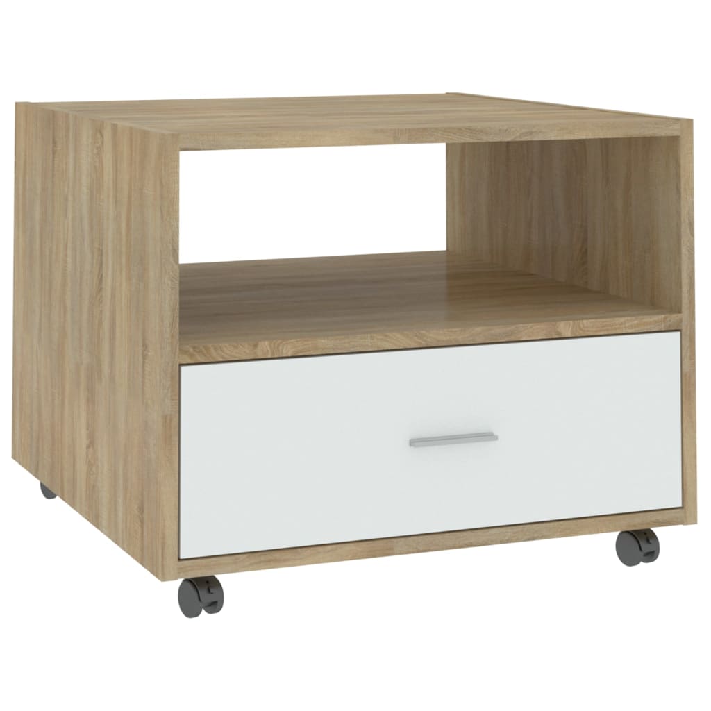 Couchtisch Weiß Sonoma-Eiche 55x55x40 cm Holzwerkstoff