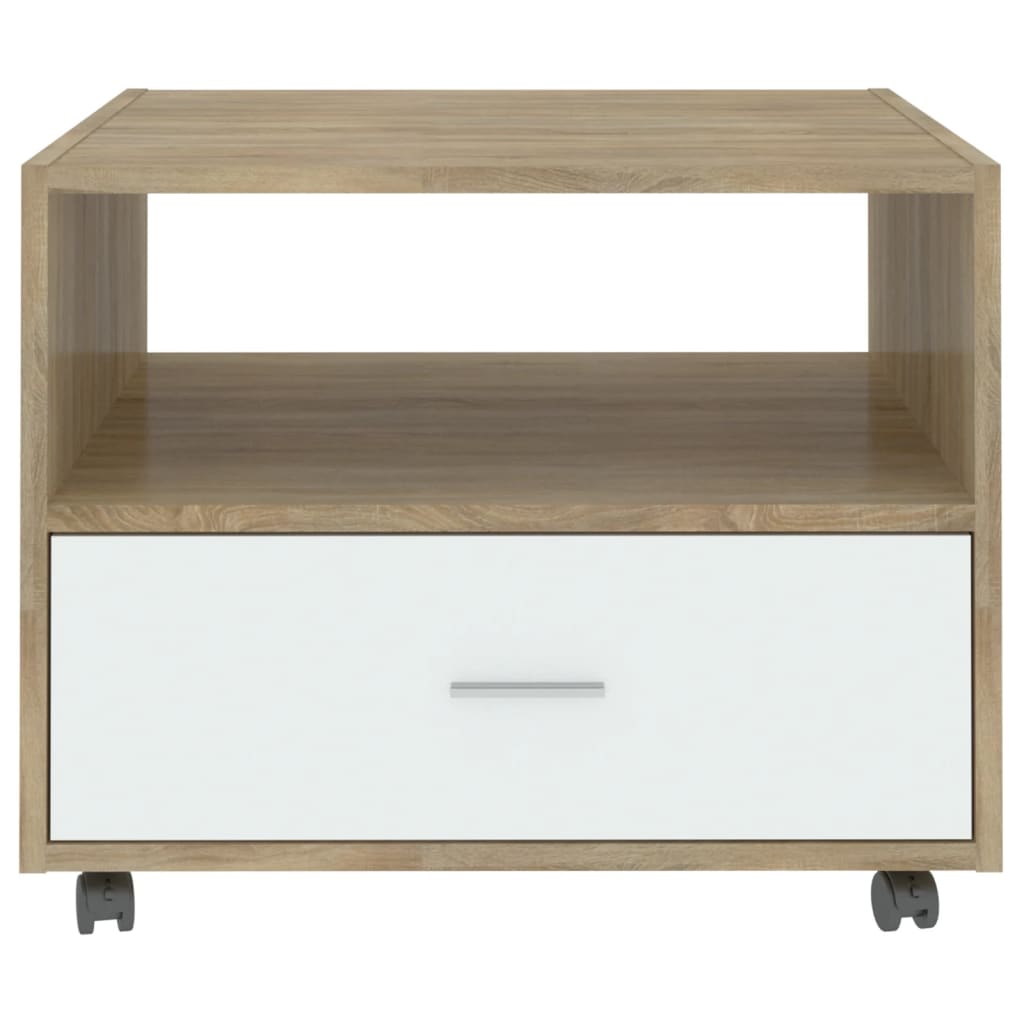 Couchtisch Weiß Sonoma-Eiche 55x55x40 cm Holzwerkstoff