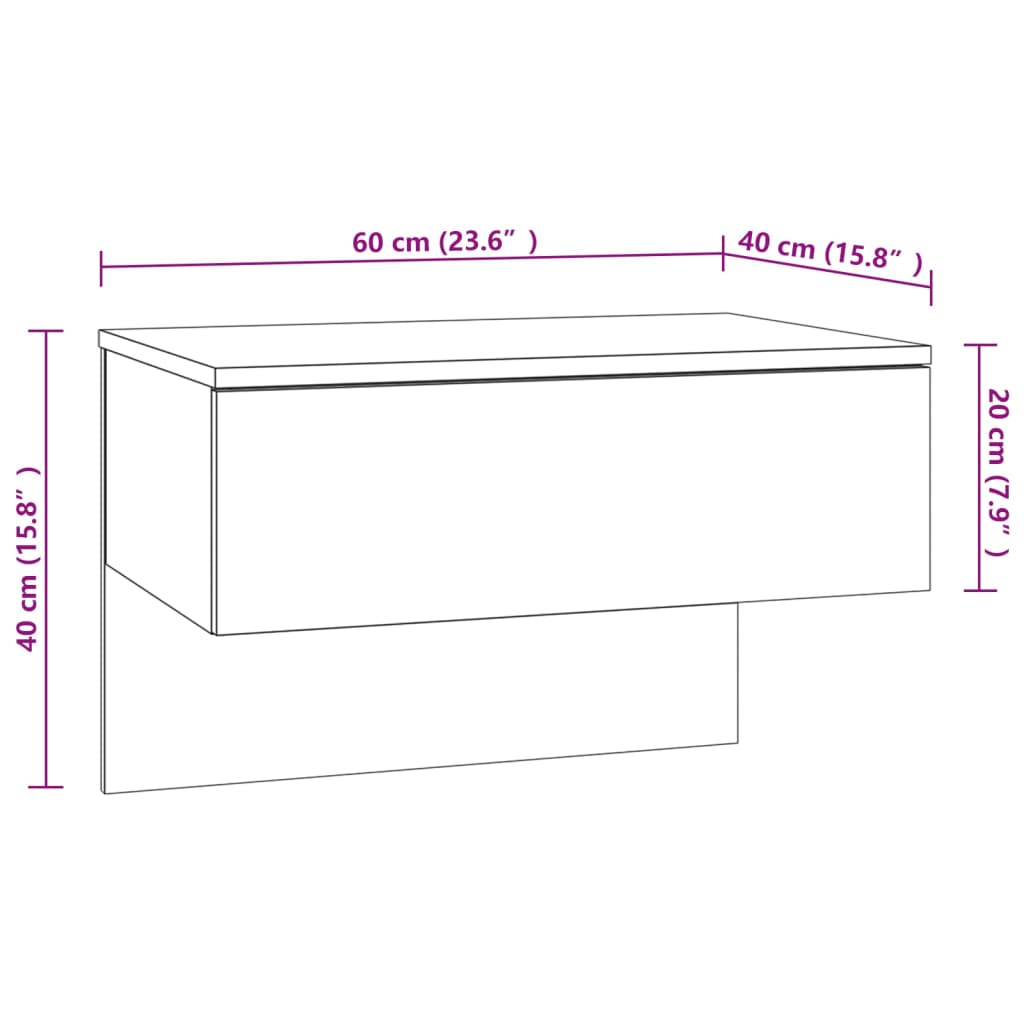 Table de chevet murale blanche