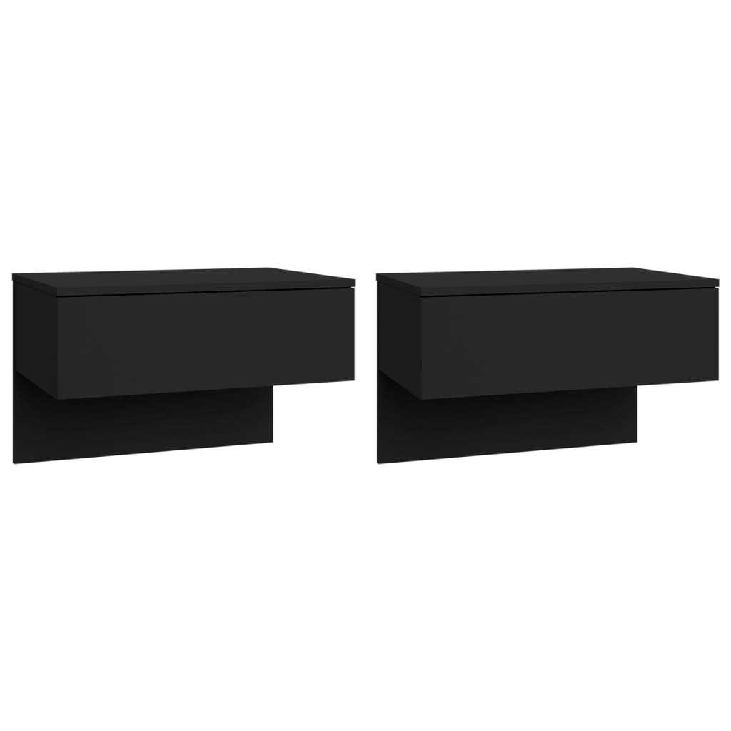 Tables de chevet murales 2 pcs. Noir