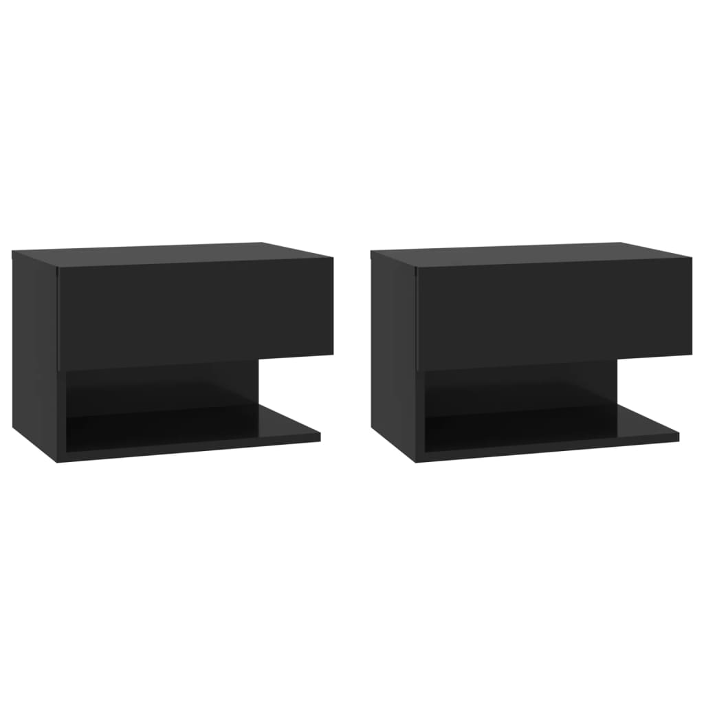 Tables de chevet murales 2 pcs. Noir