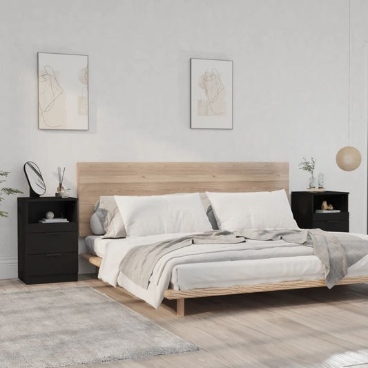 Tables de chevet 2 pcs. Matériau bois noir