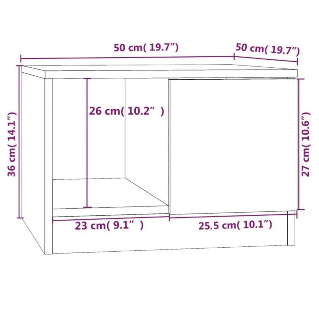 Table basse blanche 50x50x36 cm en bois