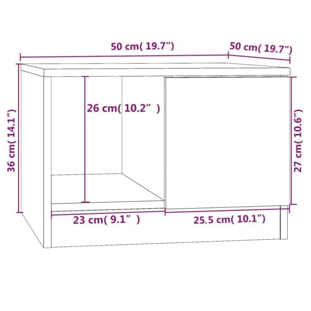 Couchtisch Sonoma-Eiche 50x50x36 cm Holzwerkstoff