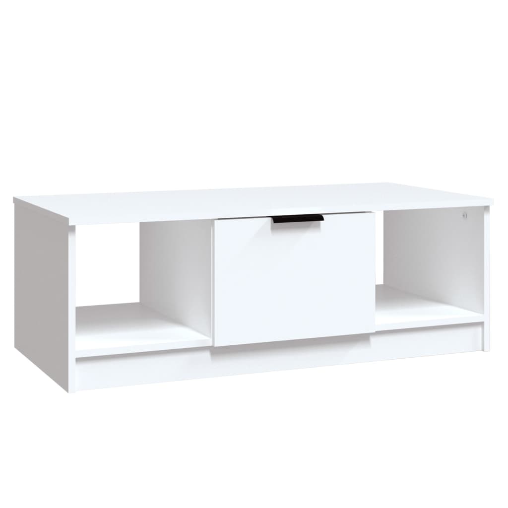 Table basse blanche 102x50x36 cm en bois