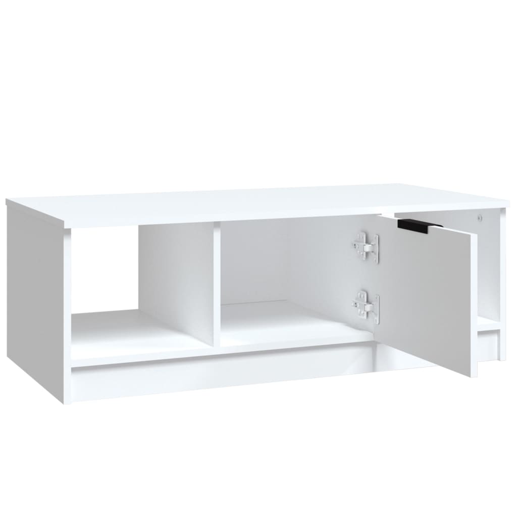Table basse blanche 102x50x36 cm en bois
