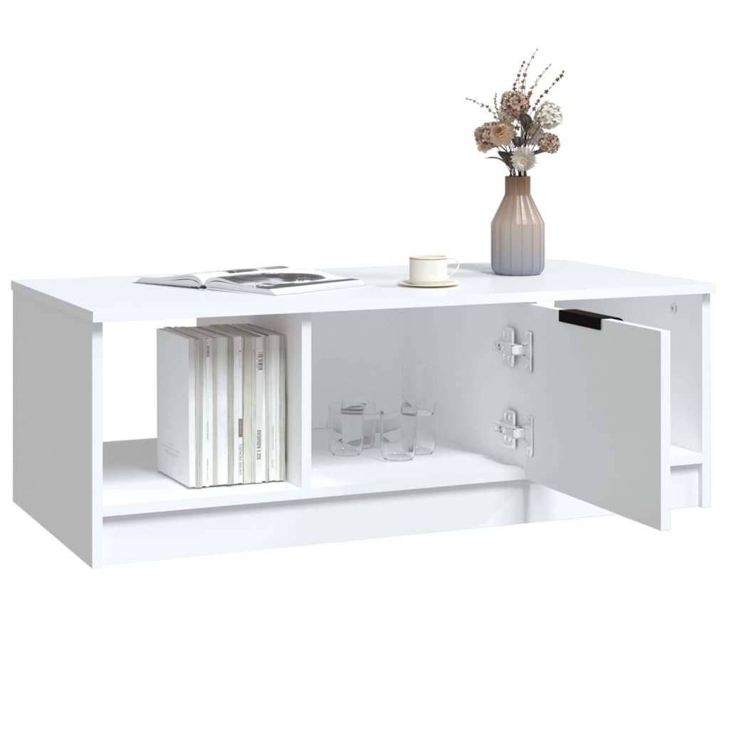Table basse blanche 102x50x36 cm en bois