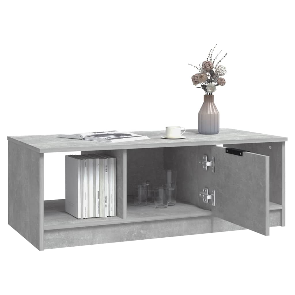 Table basse gris béton 102x50x36 cm en bois