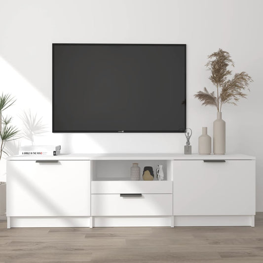 Meuble TV blanc 140x35x40 cm en bois