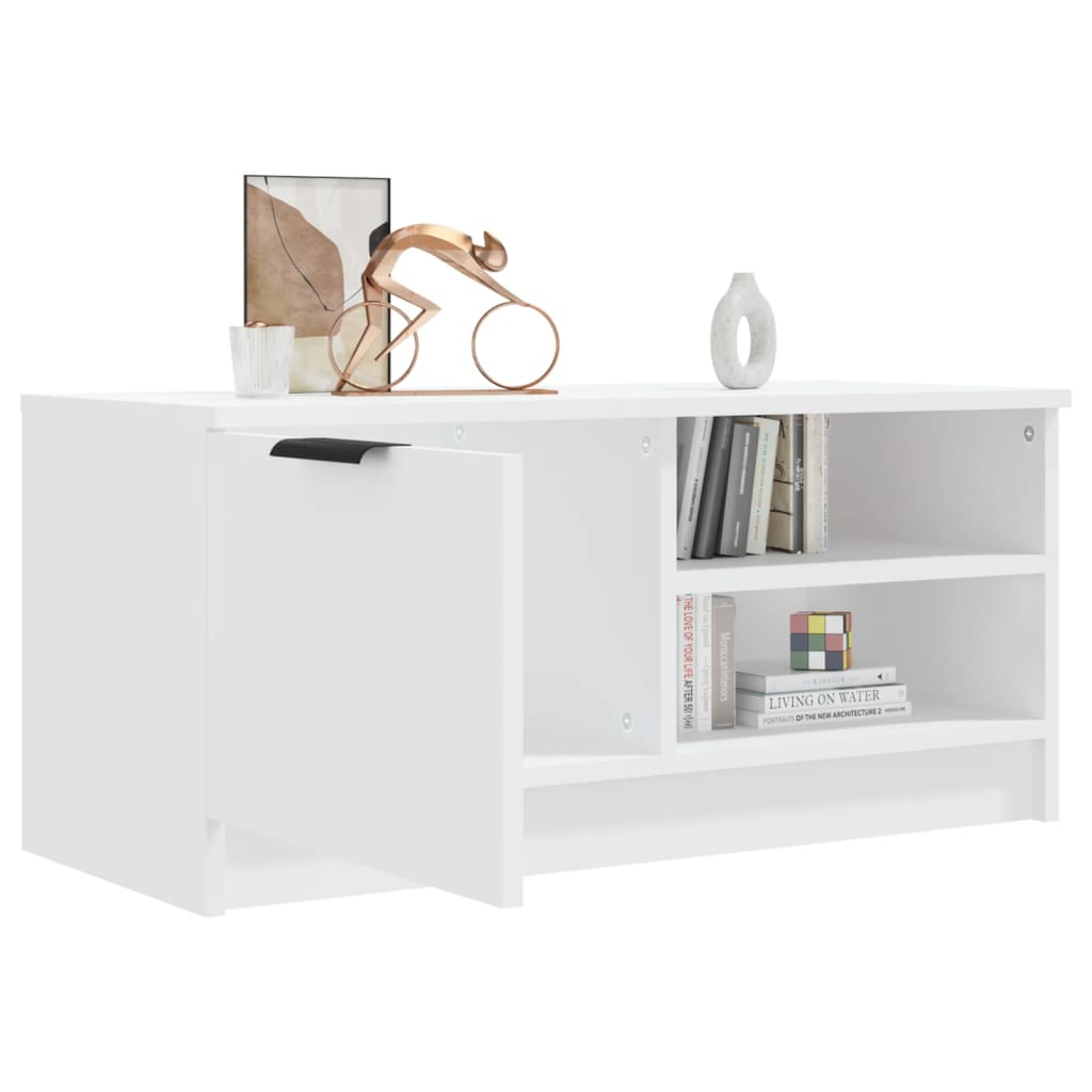 Meuble TV blanc 80x35x36,5 cm en bois