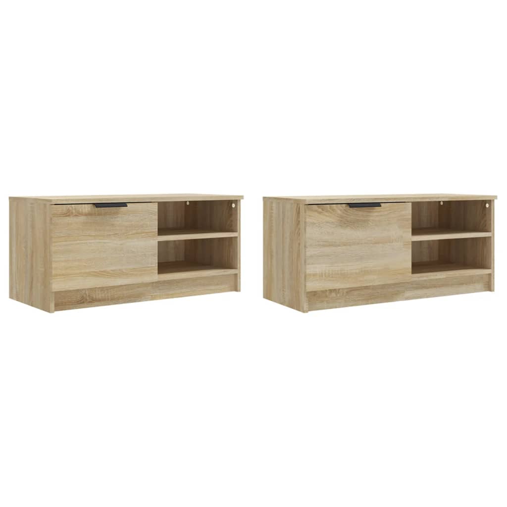 Meubles TV, lot de 2, en chêne Sonoma, 80 x 35 x 36,5 cm.