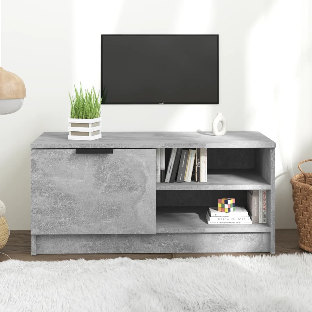 Meuble TV gris béton 80x35x36,5 cm en bois