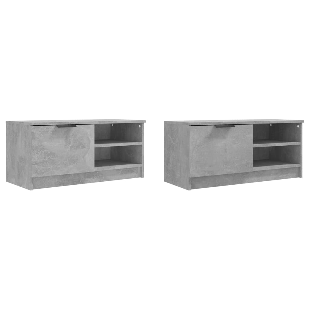 Meubles TV, lot de 2, gris béton, 80 x 35 x 36,5 cm, matériau à base de bois