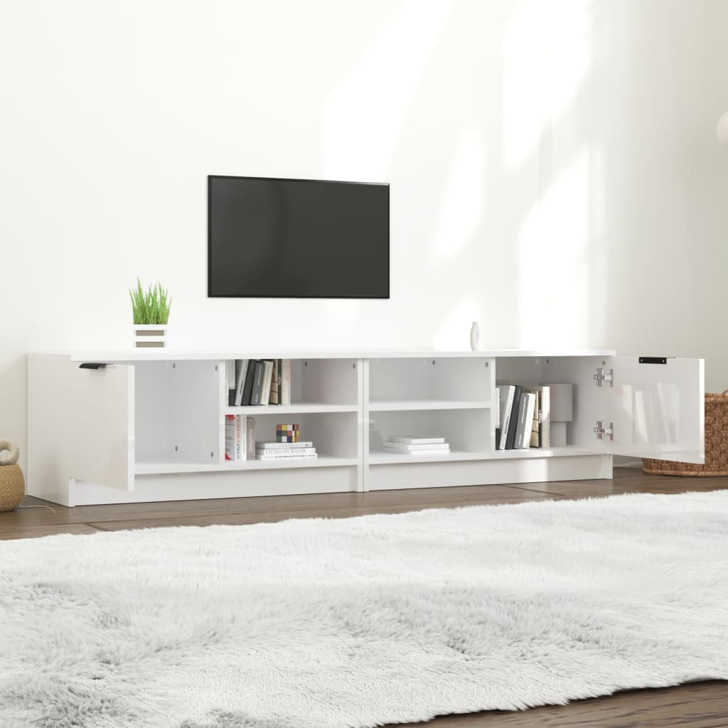 Meubles TV, 2 pièces, blanc brillant, 80 x 35 x 36,5 cm, matériau à base de bois