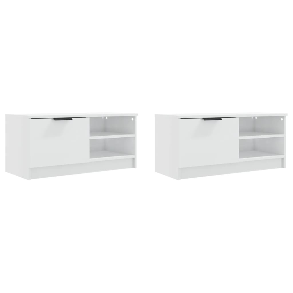 Meubles TV, 2 pièces, blanc brillant, 80 x 35 x 36,5 cm, matériau à base de bois