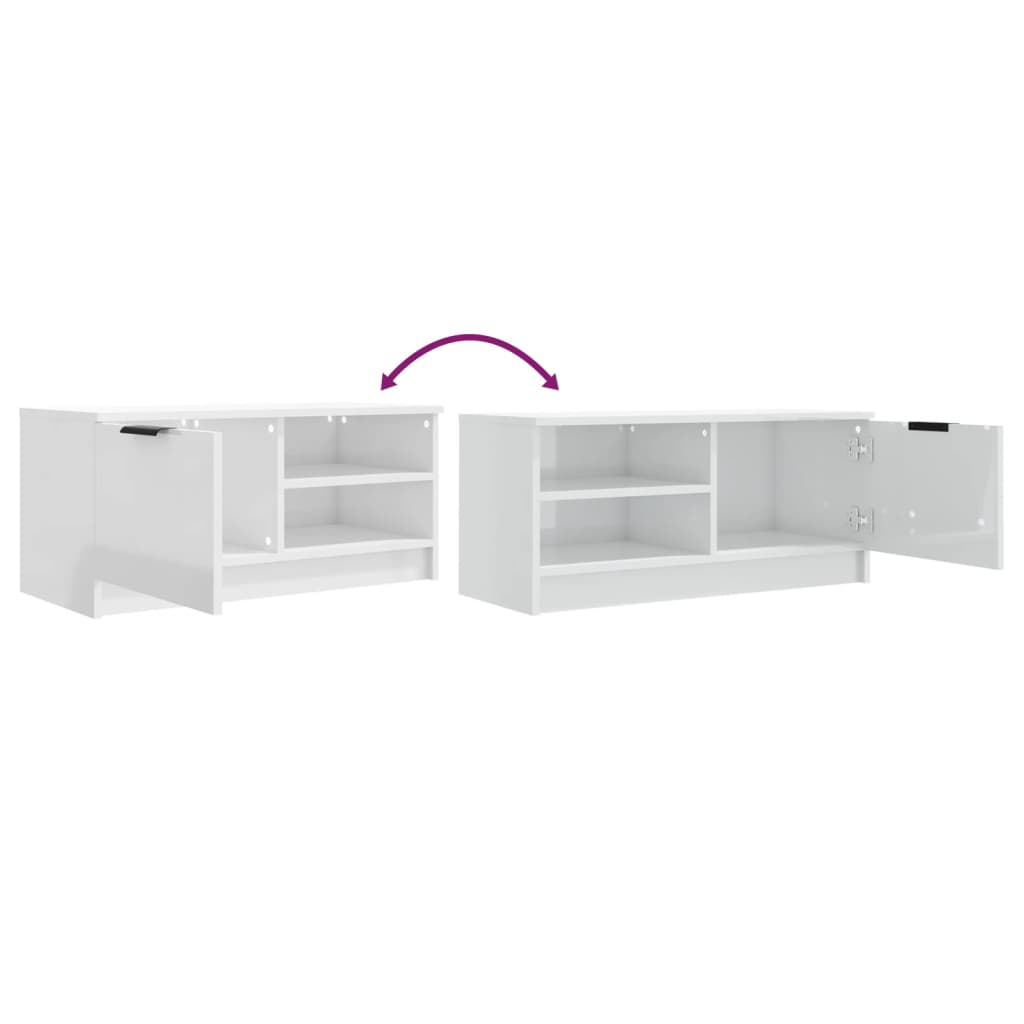 Meubles TV, 2 pièces, blanc brillant, 80 x 35 x 36,5 cm, matériau à base de bois