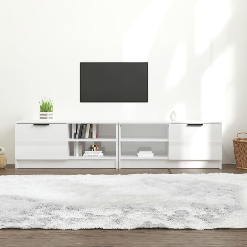 Meubles TV, 2 pièces, blanc brillant, 80 x 35 x 36,5 cm, matériau à base de bois