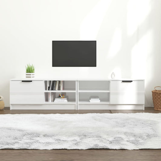 Meubles TV, 2 pièces, blanc brillant, 80 x 35 x 36,5 cm, matériau à base de bois