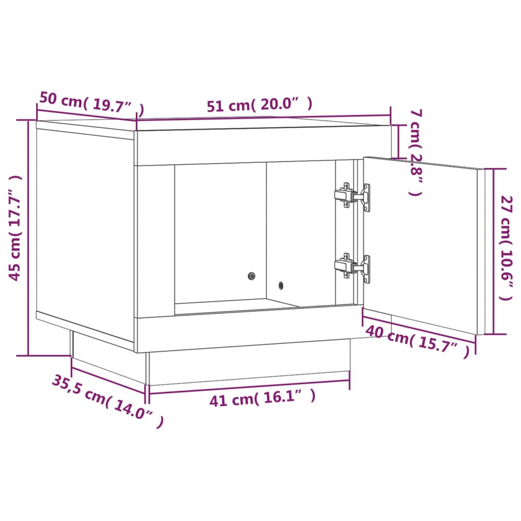 Table basse gris béton 51x50x45 cm en bois