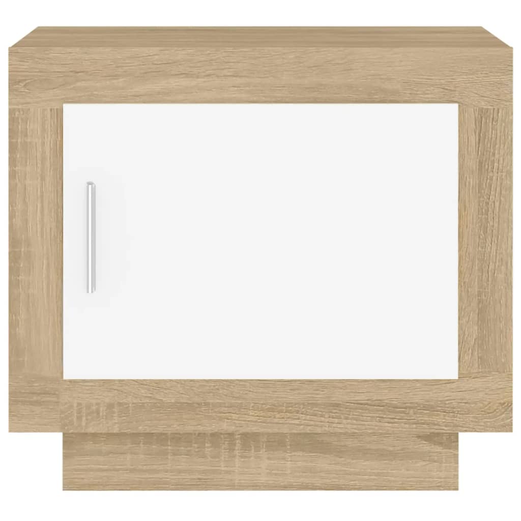 Coffee table white and Sonoma oak 51x50x45 cm wood material