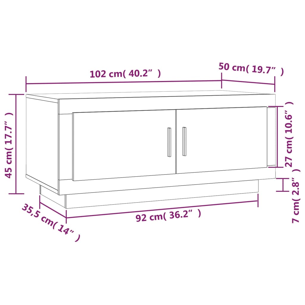 Table basse gris béton 102x50x45 cm en bois