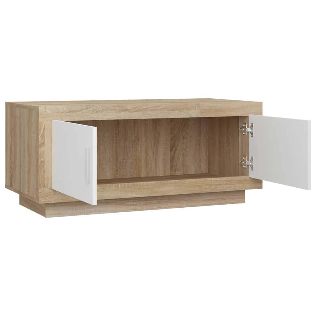 Couchtisch Weiß Sonoma-Eiche 102x50x45 cm Holzwerkstoff
