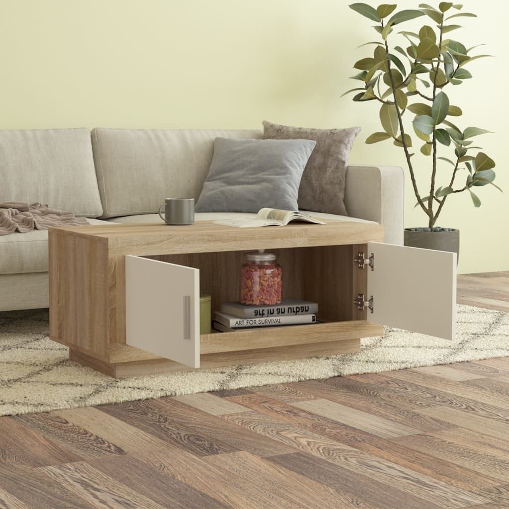 Couchtisch Weiß Sonoma-Eiche 102x50x45 cm Holzwerkstoff