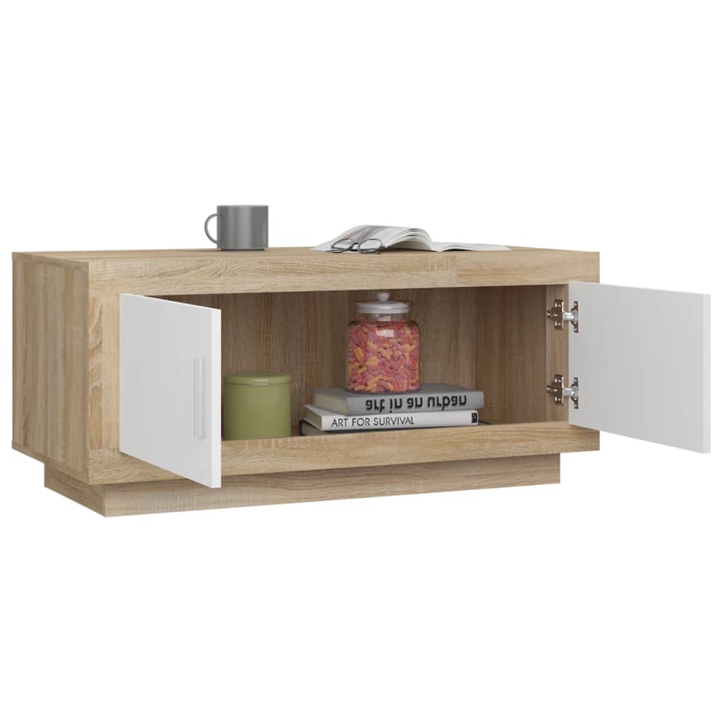 Couchtisch Weiß Sonoma-Eiche 102x50x45 cm Holzwerkstoff