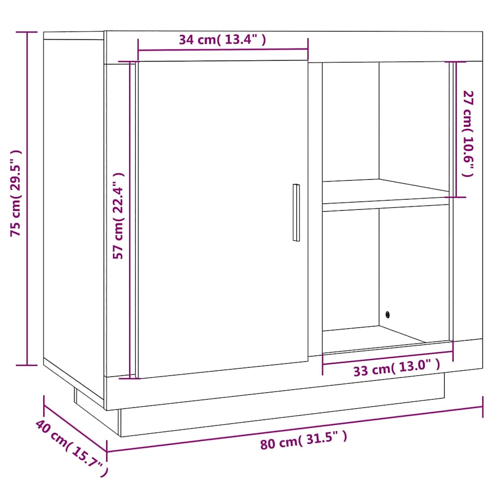 Sideboard Betongrau 80x40x75 cm