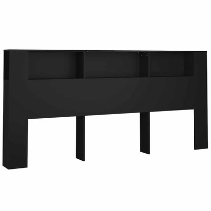 Kopfteil mit Ablagen Schwarz 220x18,5x104,5 cm