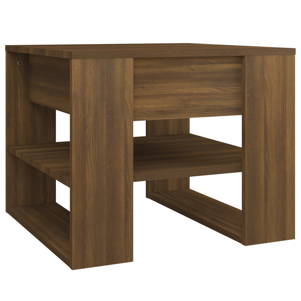 Table basse aspect chêne marron 55,5x55x45 cm matériau bois