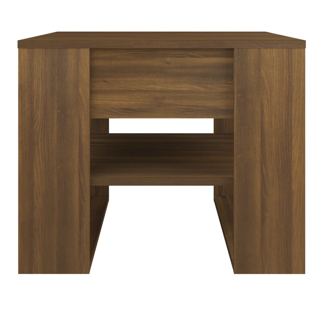 Table basse aspect chêne marron 55,5x55x45 cm matériau bois