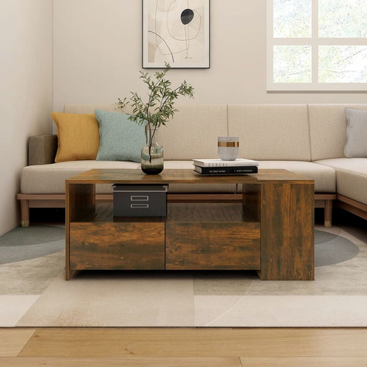 Coffee table smoked oak 102x55x42 cm wood material