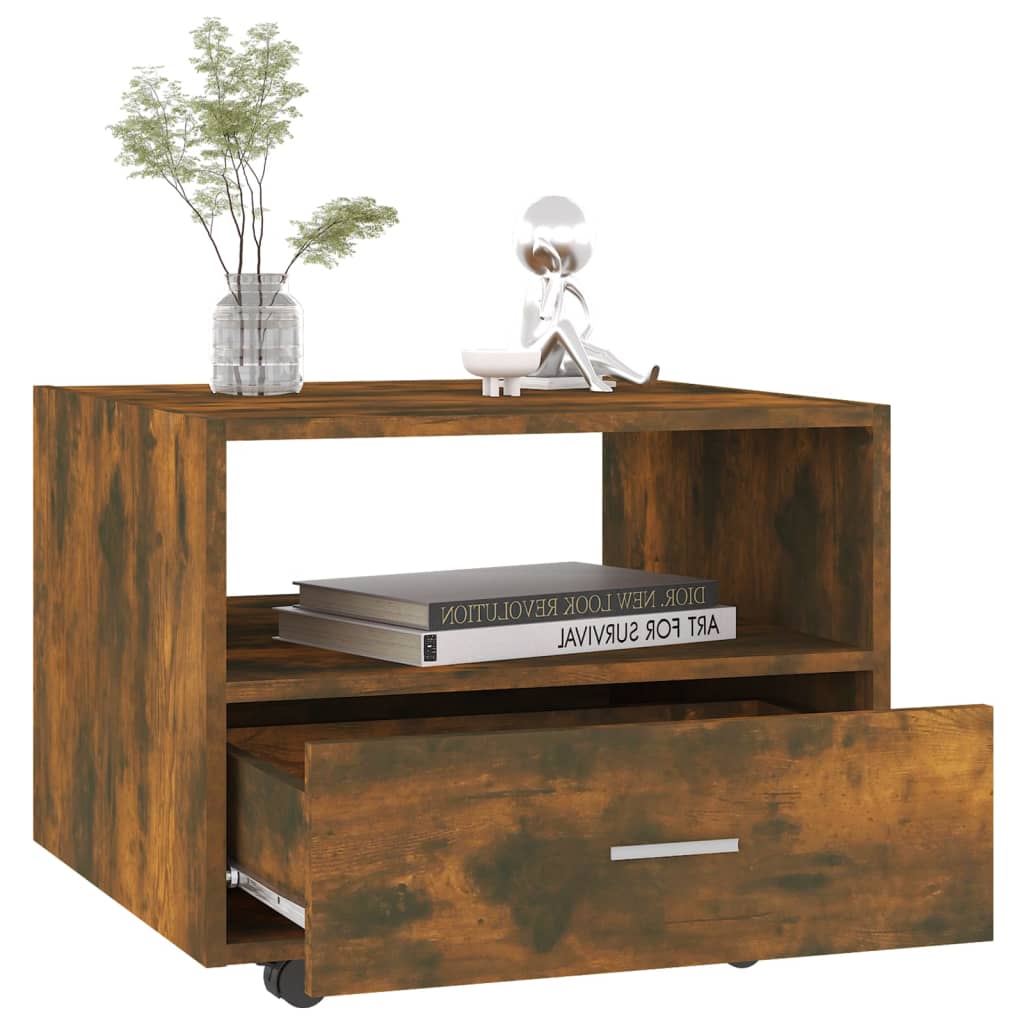 Table basse chêne fumé 55x55x40 cm en bois
