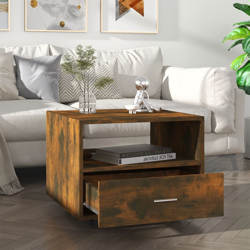 Table basse chêne fumé 55x55x40 cm en bois