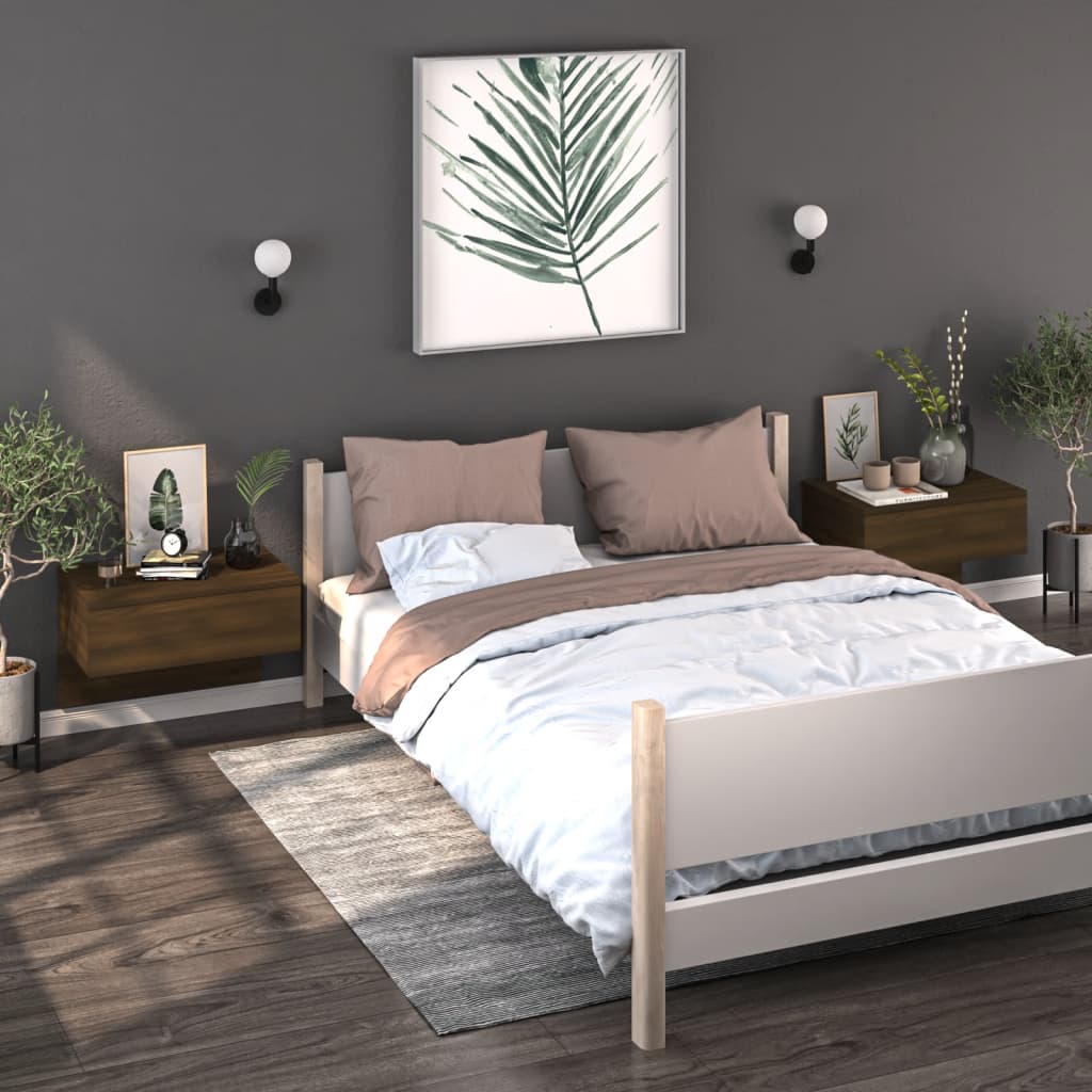 Wand-Nachttische 2 Stk. Braun Eichen-Optik