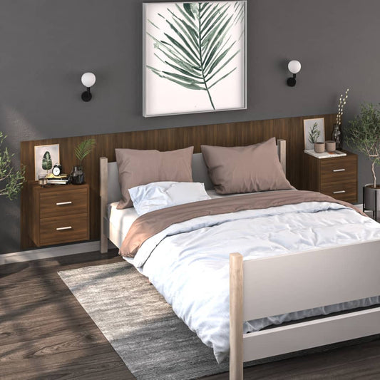 Wall Bedside Tables 2 pcs. Brown Oak Look