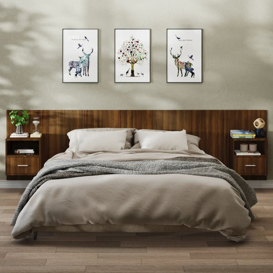 Wall Bedside Tables 2 pcs. Brown Oak Look