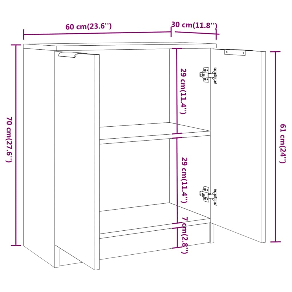 Sideboard Räuchereiche 60x30x70 cm Holzwerkstoff