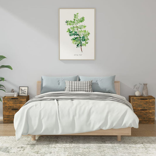 Tables de chevet 2 pcs. Matériau en bois de chêne fumé