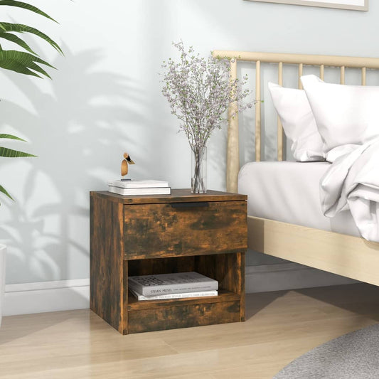 bedside table smoked oak wood material