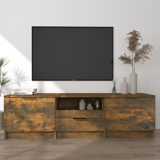 Meuble TV chêne fumé 140x35x40 cm en bois