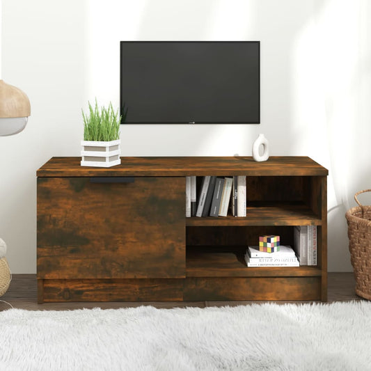 Meuble TV en chêne fumé 80x35x36,5 cm, matériau à base de bois