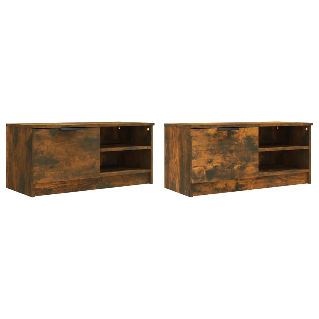 Meubles TV, lot de 2, chêne fumé, 80 x 35 x 36,5 cm, bois