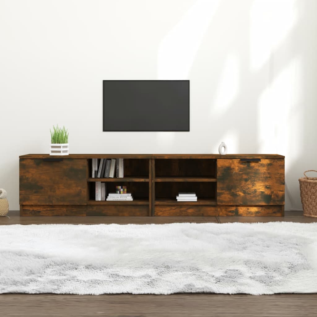 Meubles TV, lot de 2, chêne fumé, 80 x 35 x 36,5 cm, bois