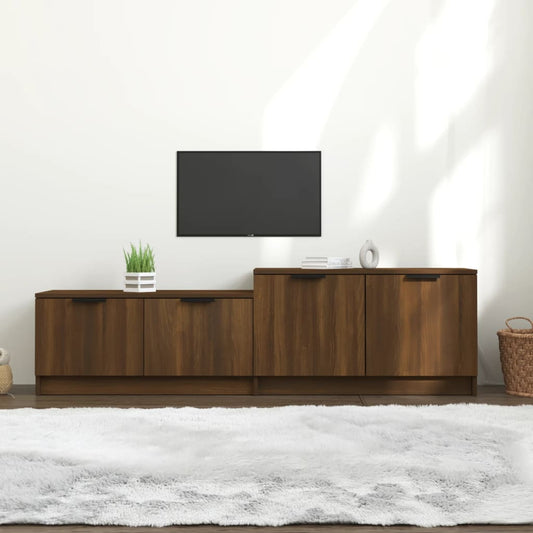 Meuble TV aspect chêne marron 158,5x36x45 cm matériau bois